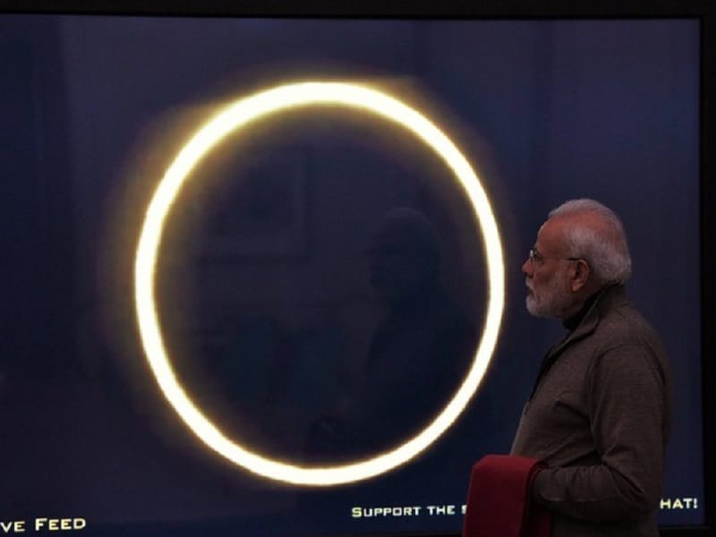 PM Modi catches glimpse of solar eclipse through live stream