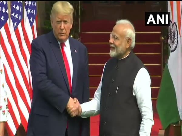 PM Modi Trump hold one on one talks at Hyderabad House