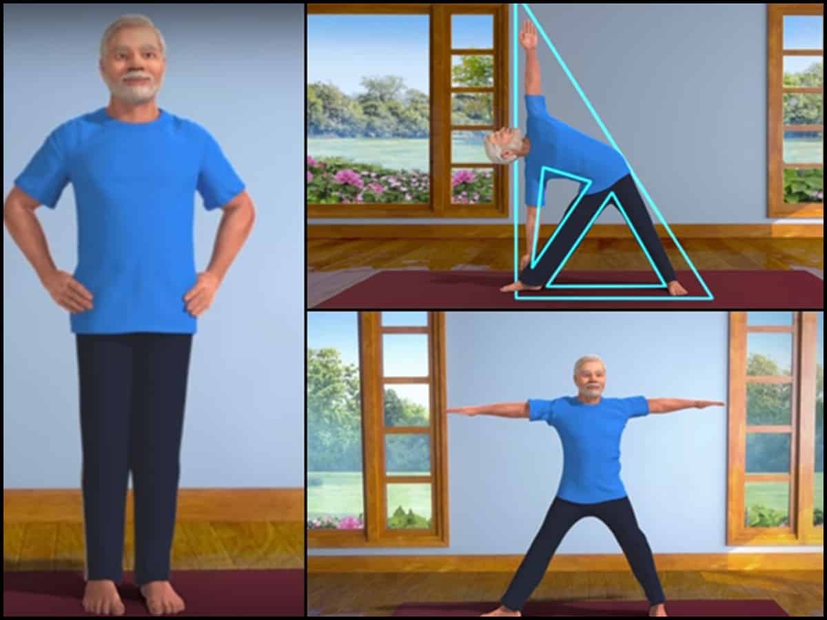 PM shares 3D animated videos of him practising yoga