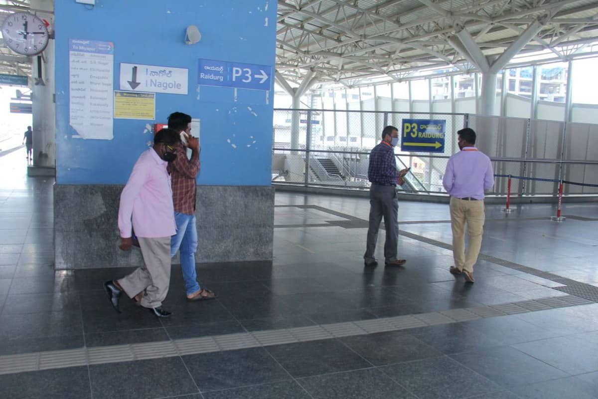 Passengers Travelling In Hyderabad Metro Rail