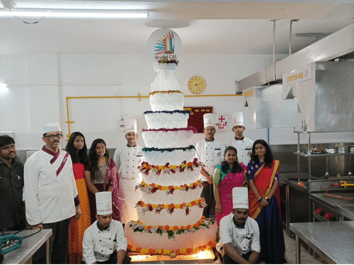 Hyderabad: Culinary students sculpt Bathukamma out of 400 kgs of ice