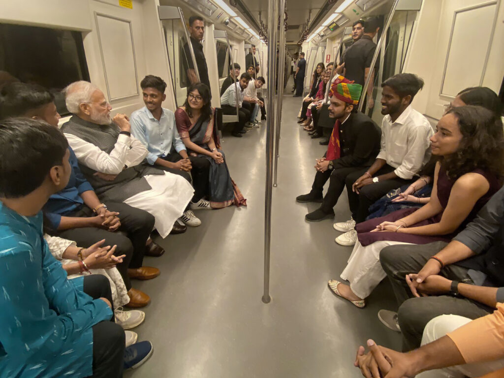PM Modi travels in Delhi Metro