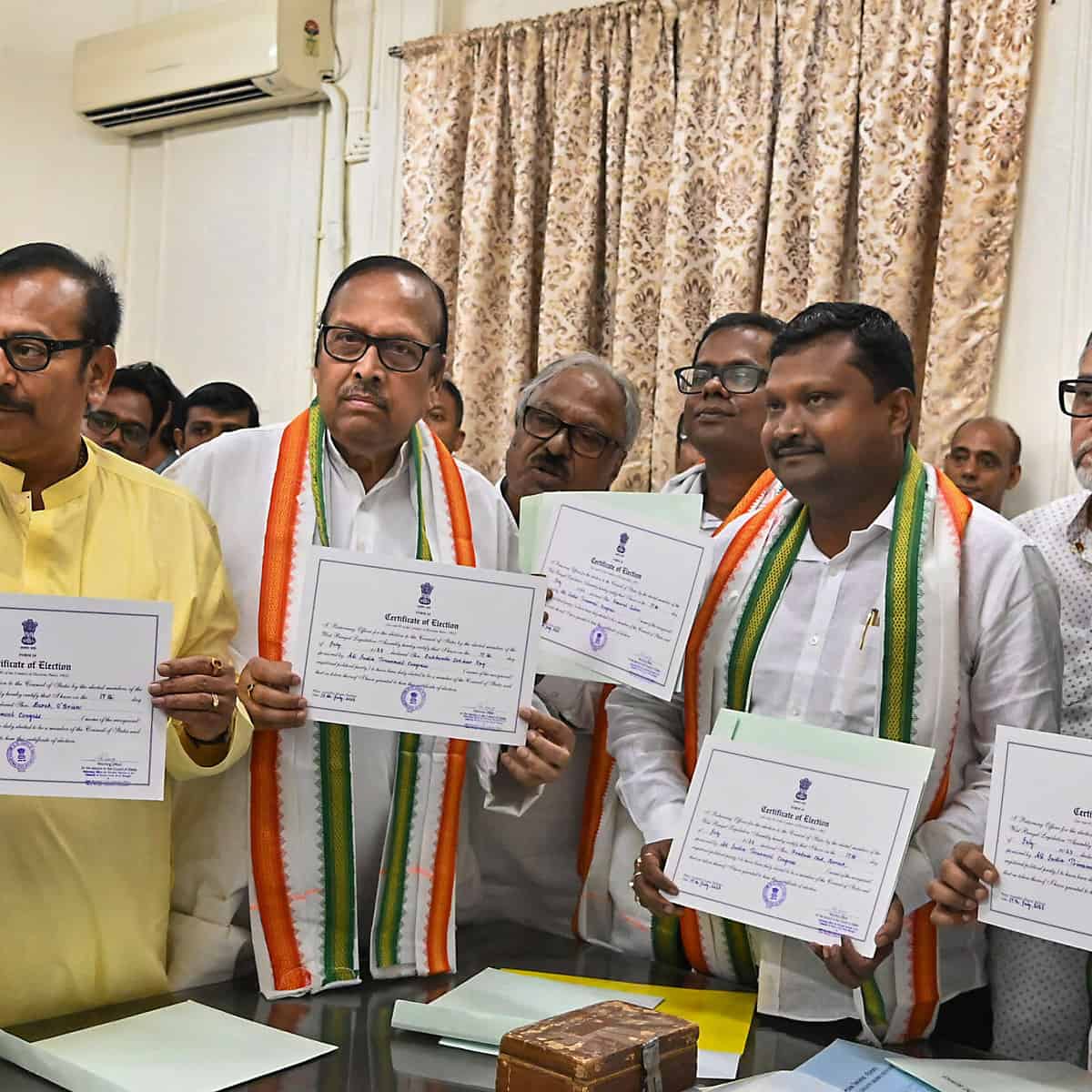 Samirul Islam receives Rajya Sabha winning certificate