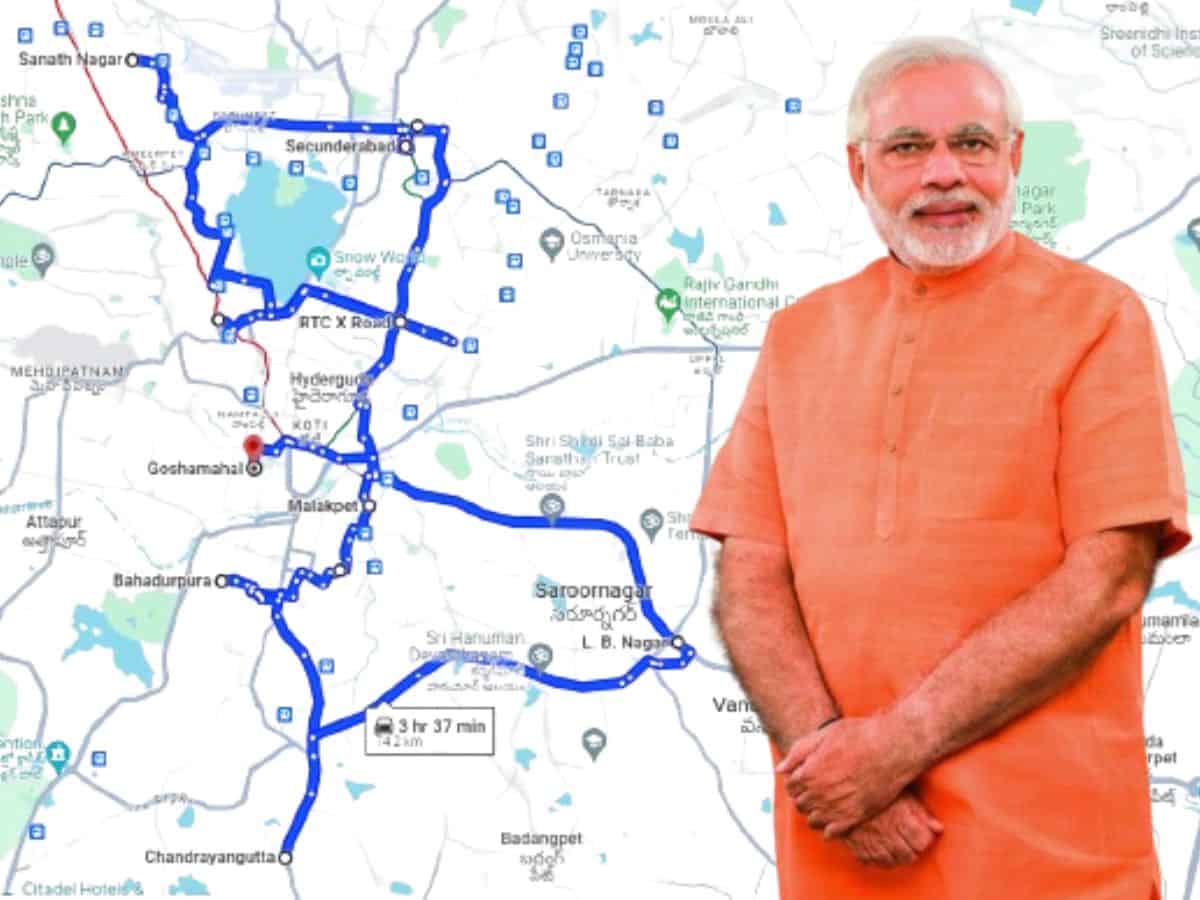 image of Hyderabad: PM Modi to take part in 166 km mega roadshow on Nov 27