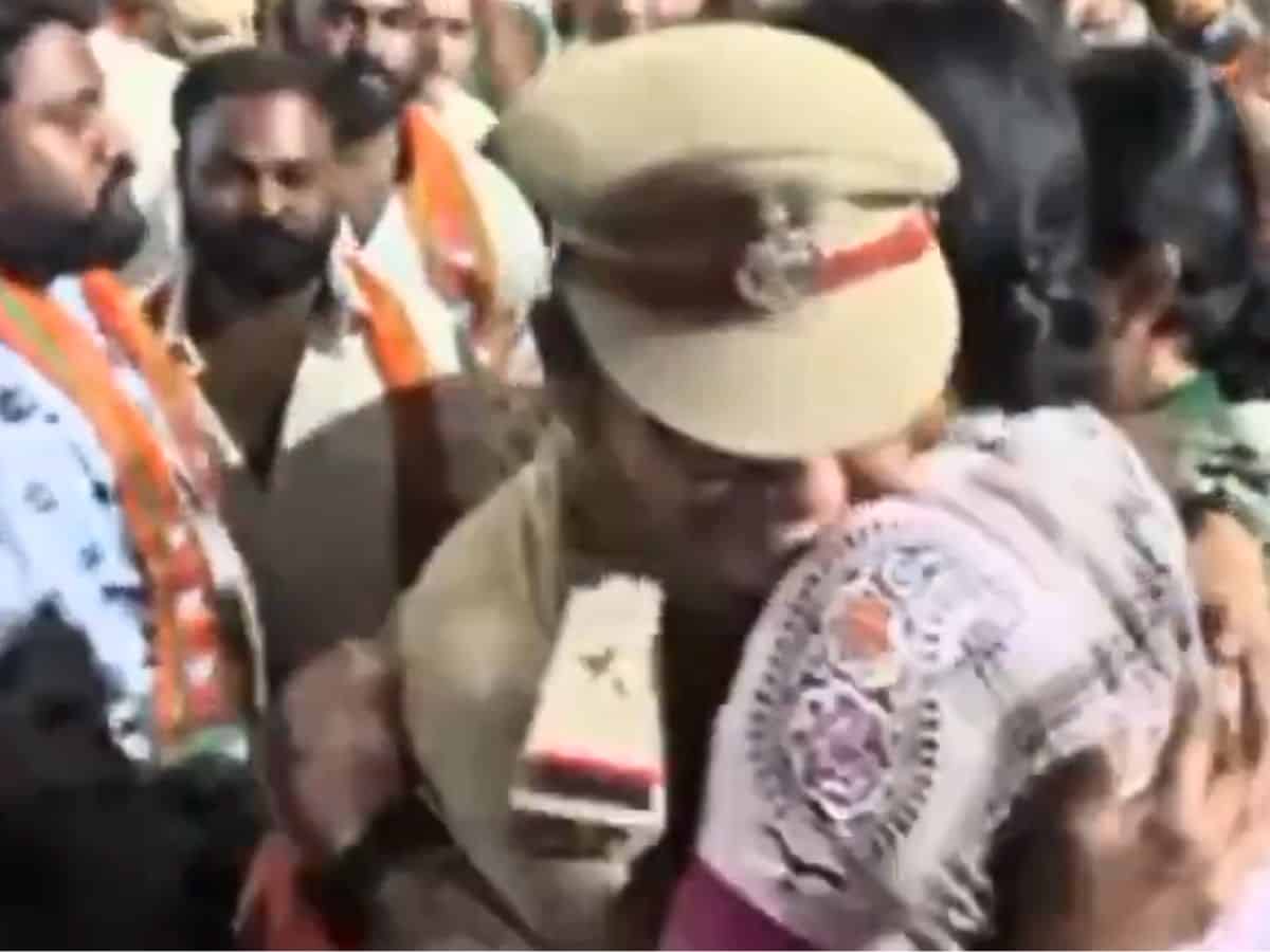 Woman ASI suspended for shaking hand, hugging BJP Hyderabad MP candidate