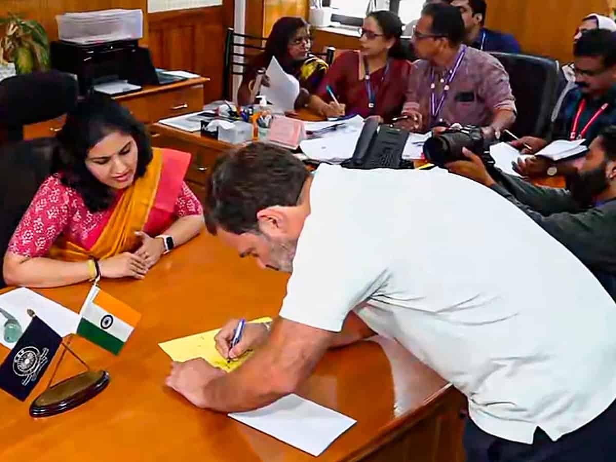 Rahul Gandhi files nomination from Wayanad for LS polls