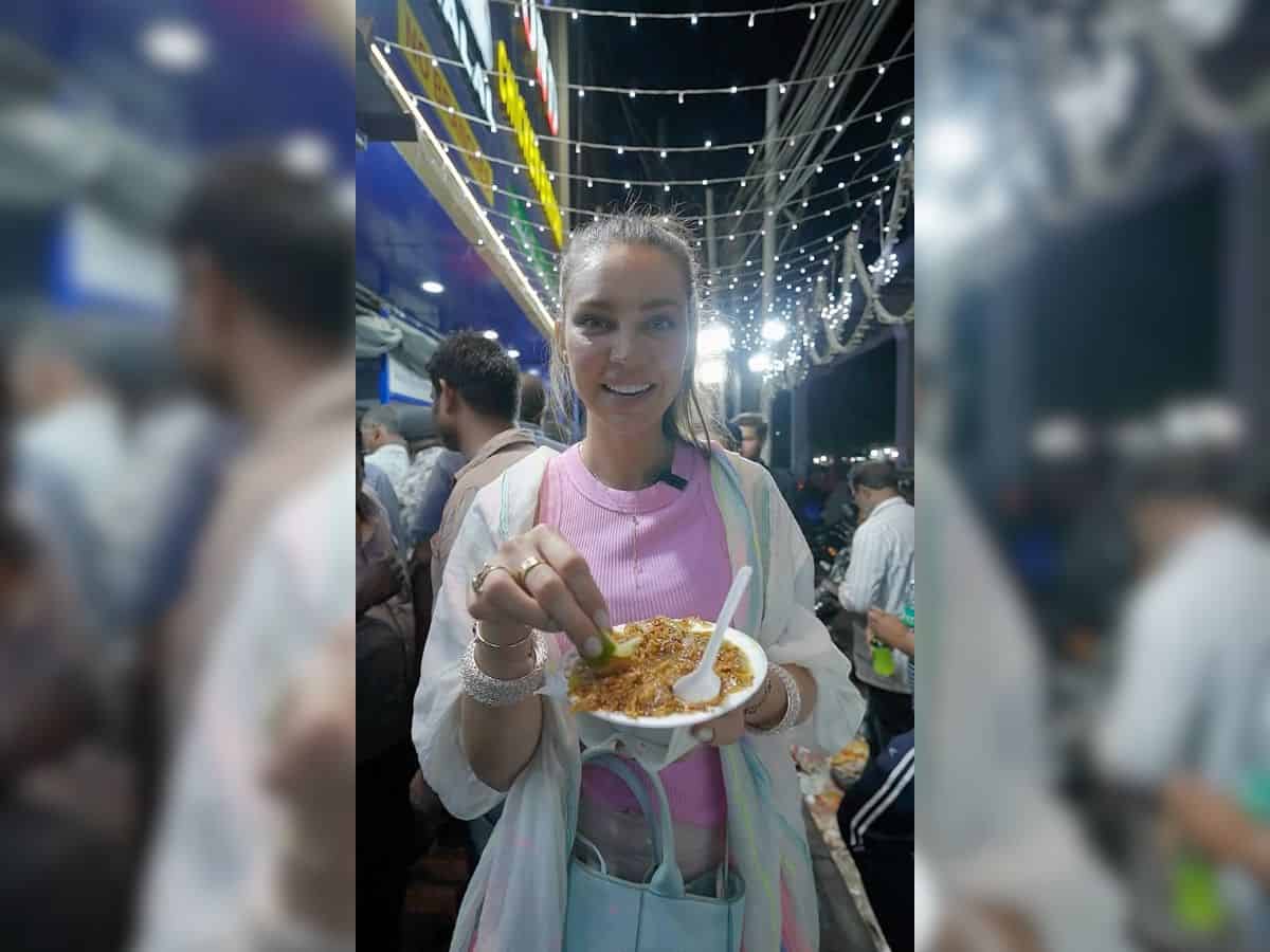 Australian chef Sarah Todd tries Beef Haleem in Hyderabad