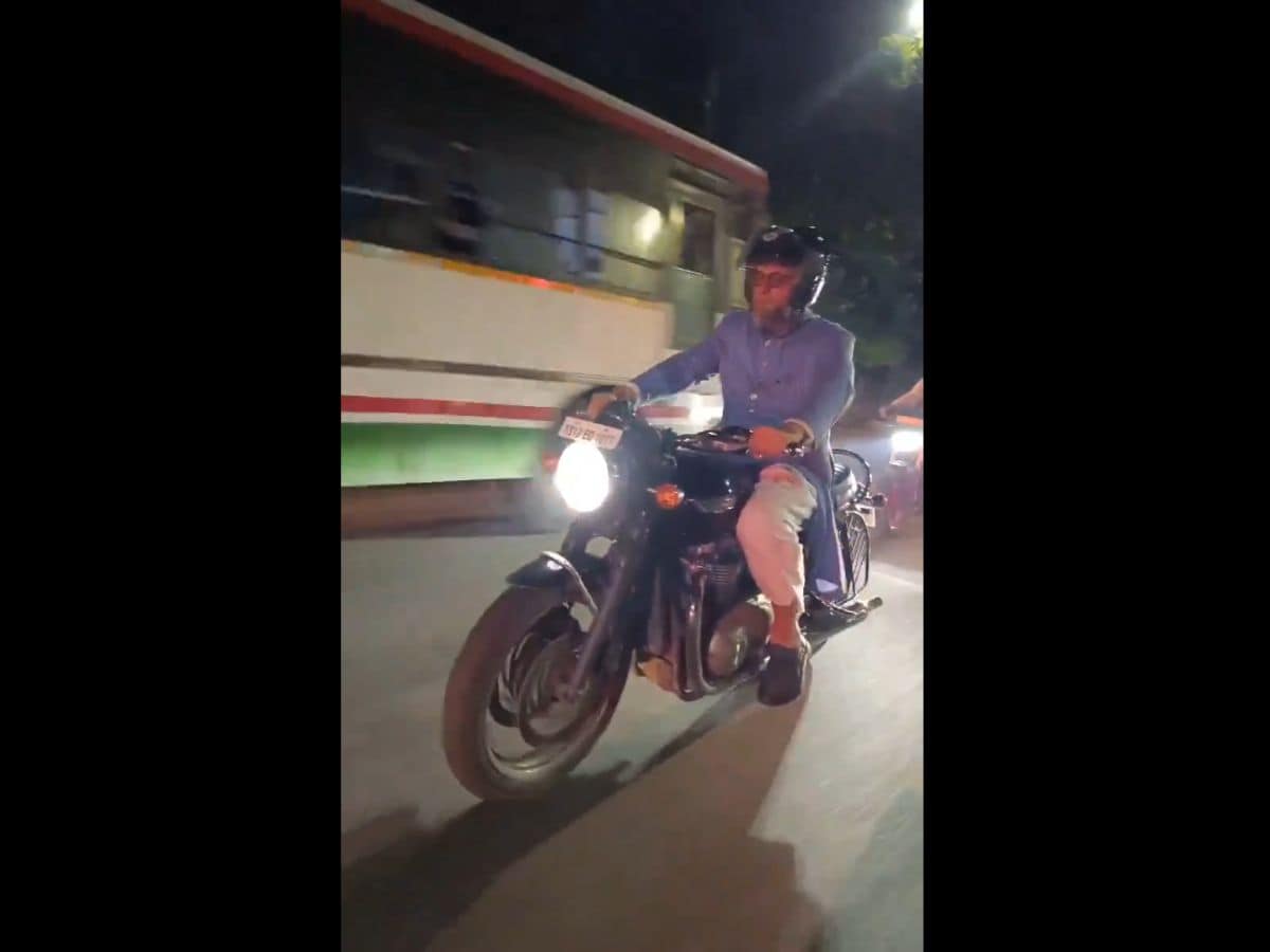 Asaduddin Owaisi rides bike to reach public meeting venue in Hyderabad