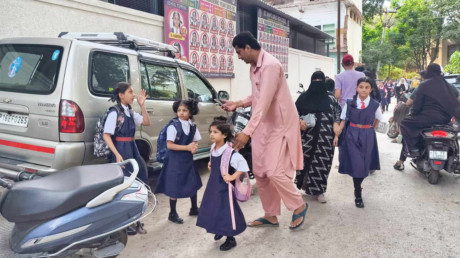 Photos: Schools in Hyderabad reopen today as summer holidays end